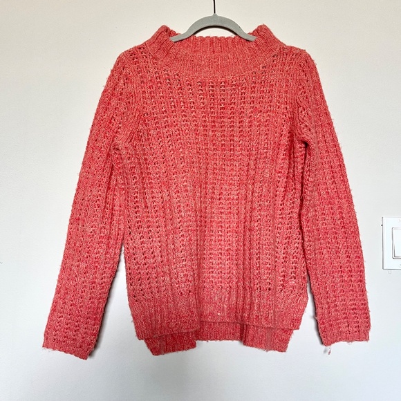 Anthropologie Field Flower Waffle Knit Wool-blend Sweater in Coral Size Medium - Picture 2 of 10